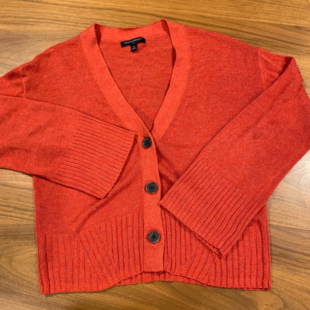 Banana Republic 3 Button Cardigan, Orange, Women's Medium